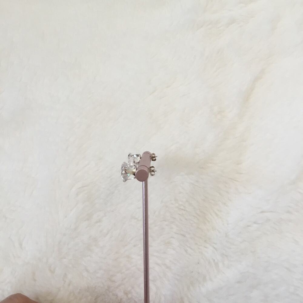 Sterling Silver Crystals Stud Earrings - Picture 6 of 6